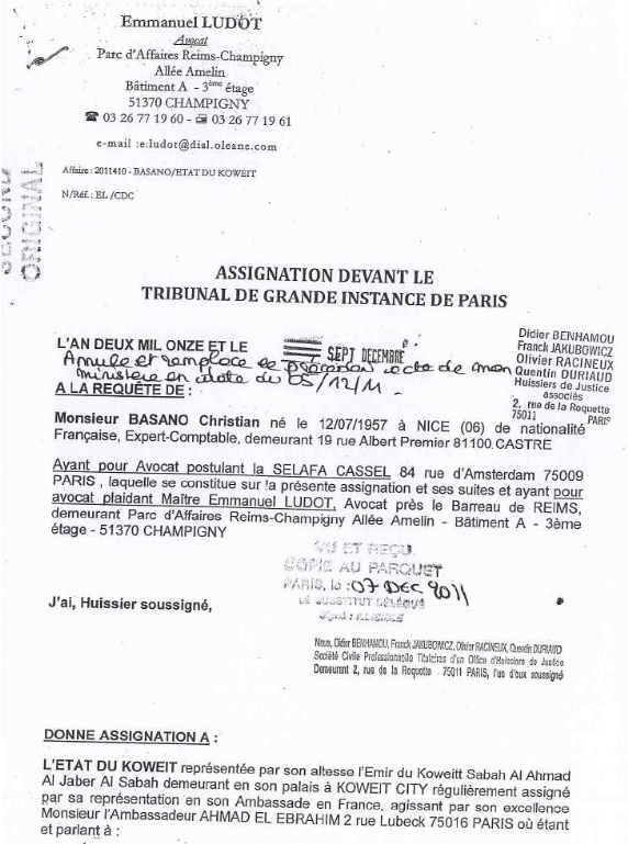 PDF Exemple d`assignation devant le tribunal d`instance Anciens Et