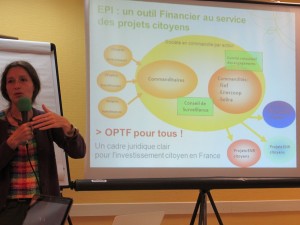 Christel Sauvage, présidente de l'association Énergie Partagée, a présenté l'outil financier du fonds d'investissement solidaire Christel Sauvage, présidente de l'association Énergie Partagée, a présenté l'outil financier du fonds d'investissement solidaire